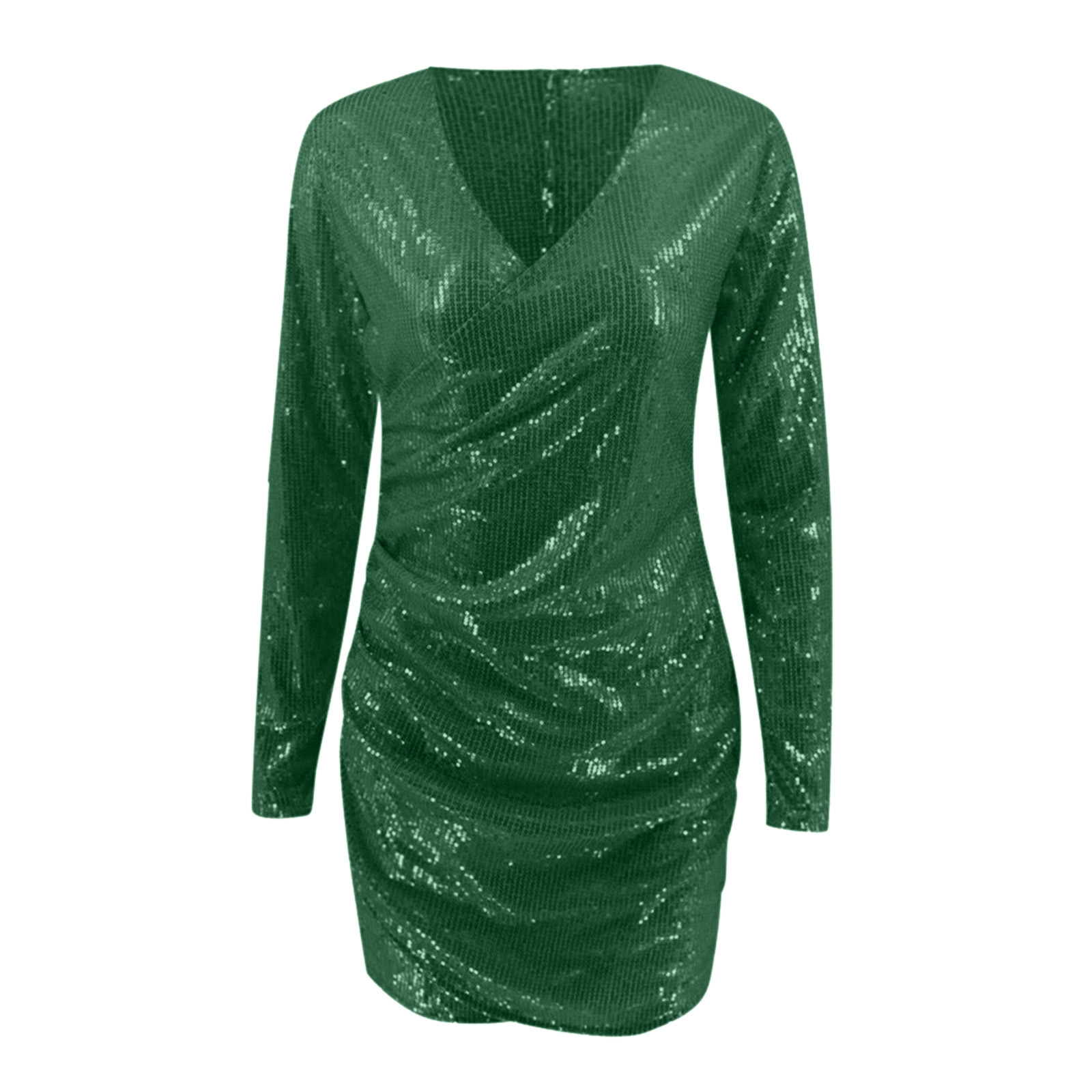 thumbnail image 4 of Vestido sexy de fiesta ajustado con cuello en V para mujer: diseño cruzado, abertura lateral, silueta en A, poliéster, adecuado para la noche/eventos, 4 of 5